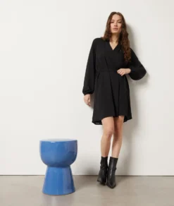 Kleid Mit Bindegürtel SCHWARZ