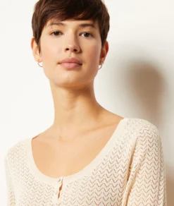 Langes Kleid Aus Durchbrochenem Strick ECRU -Jane Kleidung Geschaft 654005880 b