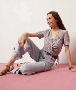 T-Shirt In Wickelform BLAU GRÜN -Jane Kleidung Geschaft 654006436 c