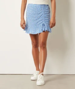 Rock Mit Print Und Volants BLAU