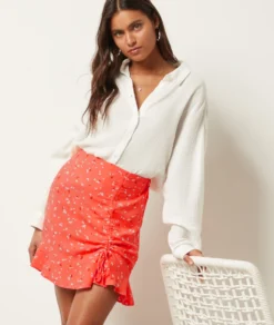 Rock Mit Print Und Volants TERRACOTTA -Jane Kleidung Geschaft 654014464 c