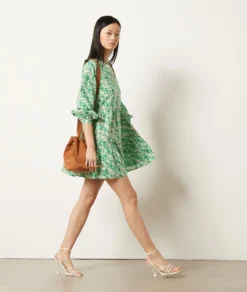 Fließendes Kleid Mit Floralem Print GRÜN