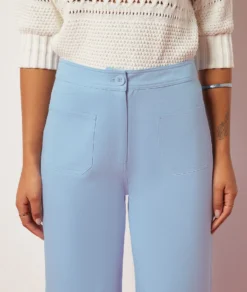 Swan Weit Geschnittene Hose, 100 % Baumwolle HIMMELBLAU -Jane Kleidung Geschaft 654015622 b