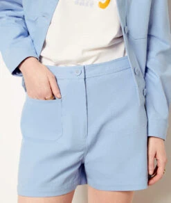 Swan Shorts Mit Hoher Taille, 100 % Baumwolle BLAU 8 Swan Shorts Mit Hoher Taille, 100 % Baumwolle BLAU -Jane Kleidung Geschaft 654015722 b