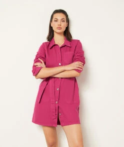 Jeanskleid Zum Binden FUCHSIA -Jane Kleidung Geschaft 654024472 c