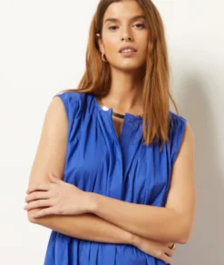 Fließendes Kleid, 100 % Baumwolle KÖNIGSBLAU -Jane Kleidung Geschaft 654025123 b