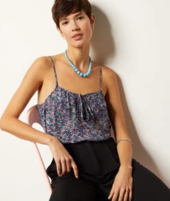 Caraco Mit Trägern Und Print LILA