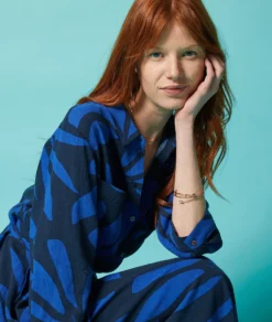 Langes Kleid Mit Bindegürtel MARINEBLAU