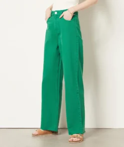 Weit Geschnittene Jeans, 100 % Baumwolle GRÜN 7 Weit Geschnittene Jeans, 100 % Baumwolle GRÜN -Jane Kleidung Geschaft 654027040 6