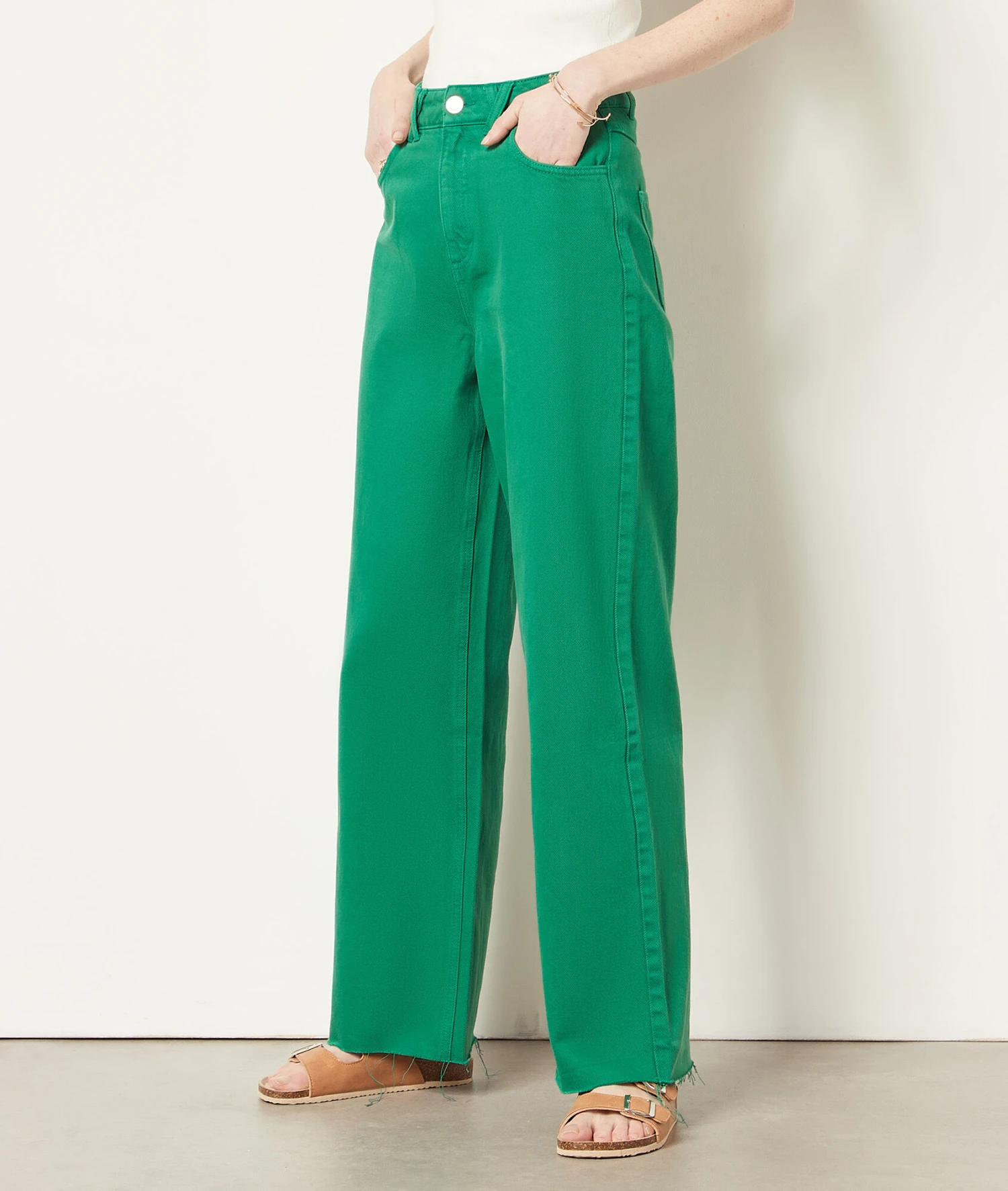 Weit Geschnittene Jeans, 100 % Baumwolle GRÜN 3 Weit Geschnittene Jeans, 100 % Baumwolle GRÜN – Bild 3