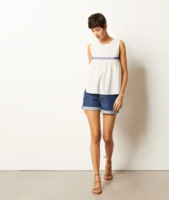 Top Mit Stickereien, 100 % Baumwolle WEIß -Jane Kleidung Geschaft 654027501 6