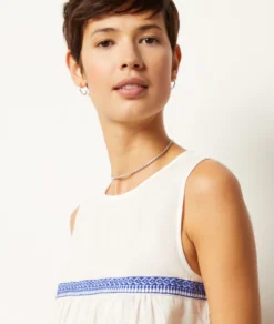 Top Mit Stickereien, 100 % Baumwolle WEIß -Jane Kleidung Geschaft 654027501 b