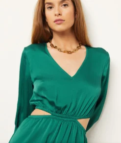 Fließend Fallendes Kleid Mit Cut-outs TANNENGRÜN -Jane Kleidung Geschaft 654029945 c