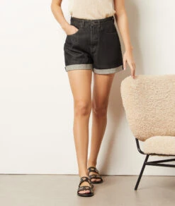 Jeansshorts, 100 % Baumwolle ANTHRAZIT