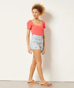 Clover Shorts Aus Jeansstoff Stickerei-Details, 100 % Baumwolle HIMMELBLAU -Jane Kleidung Geschaft 654032221 6