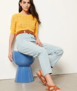 Karottenjeans Mit Gestickten Details HIMMELBLAU -Jane Kleidung Geschaft 654036220 c