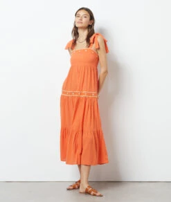 Langes Kleid Zum Binden ORANGE
