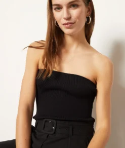 Geripptes Bustier Aus Strick SCHWARZ -Jane Kleidung Geschaft 654038505 b