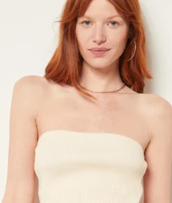 Geripptes Bustier-Top ECRU -Jane Kleidung Geschaft 654038580 b