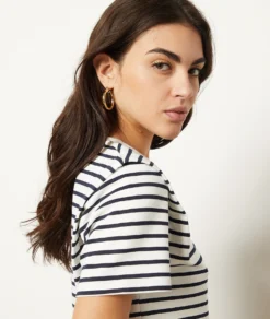 Gestreiftes T-Shirt Mit Kurzen Ärmeln WEISS -Jane Kleidung Geschaft 654052106 c