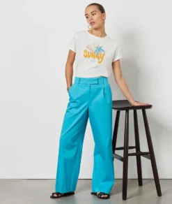 Hose Mit Weitem Schnitt TÜRKIS -Jane Kleidung Geschaft 654063830 c