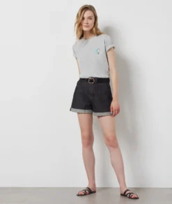 T-Shirt Mit V-Ausschnitt Und Kurzen Ärmeln, 100 % Baumwolle GRAU 7 T-Shirt Mit V-Ausschnitt Und Kurzen Ärmeln, 100 % Baumwolle GRAU -Jane Kleidung Geschaft 654066002 6