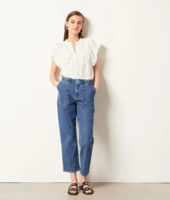 Gerade Jeans, 100 % Baumwolle KÖNIGSBLAU -Jane Kleidung Geschaft 654071923 6