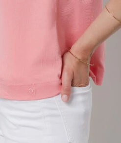 T-Shirt Mit V-Ausschnitt Und Kurzen Ärmeln, 100 % Baumwolle ROSA -Jane Kleidung Geschaft 654072194 b