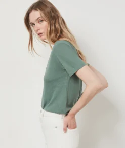 T-shirt Manches Courtes En Lin Mélangé KAKI