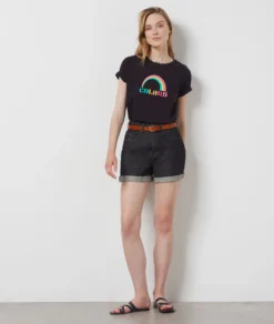 T-Shirt Mit Kurzen Ärmeln, 100 % Baumwolle „colors“ SCHWARZ 7 T-Shirt Mit Kurzen Ärmeln, 100 % Baumwolle „colors“ SCHWARZ -Jane Kleidung Geschaft 654075805 6