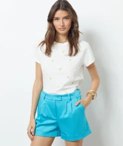 Gerade Geschnittene Shorts TÜRKIS 7 Gerade Geschnittene Shorts TÜRKIS -Jane Kleidung Geschaft 654098830 6