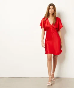 Kurzes, Fließendes Kleid ROT