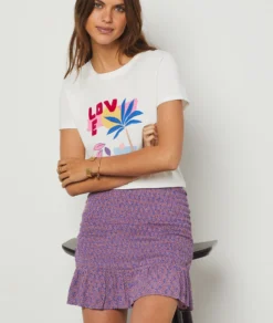 Jupe Imprimée à Volants MARINE