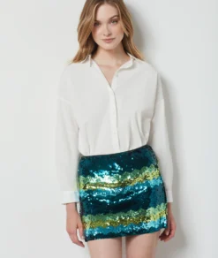 Jupe Courte à Sequins VERT -Jane Kleidung Geschaft 654147346 c