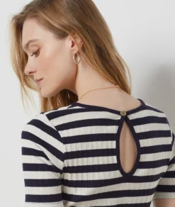 T-shirt Manches Courtes Côtelé NOIR 6 T-shirt Manches Courtes Côtelé NOIR -Jane Kleidung Geschaft 654150780 b