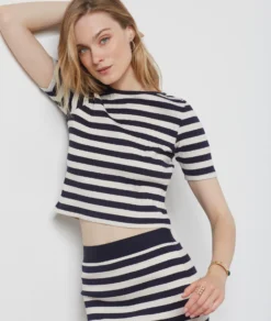 T-shirt Manches Courtes Côtelé NOIR