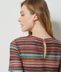 T-shirt En Maille Ajourée MARRON -Jane Kleidung Geschaft 654152690 b