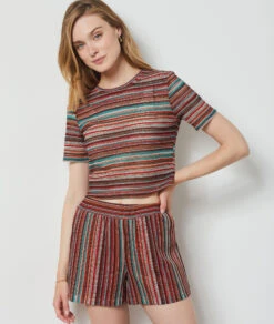 T-shirt En Maille Ajourée MARRON -Jane Kleidung Geschaft 654152690 c