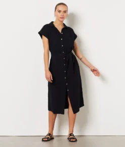 Robe Longue 100% Coton NOIR -Jane Kleidung Geschaft 654171605 6