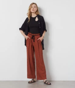 Fließende, Weit Geschnittene Hose BRAUN